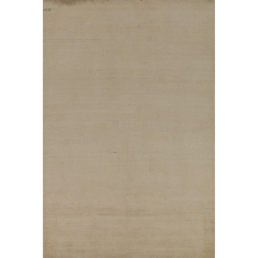 Modern Gabbeh Area Rug Handmade Oriental Beige Wool Carpet - 6'6" x 9'9"