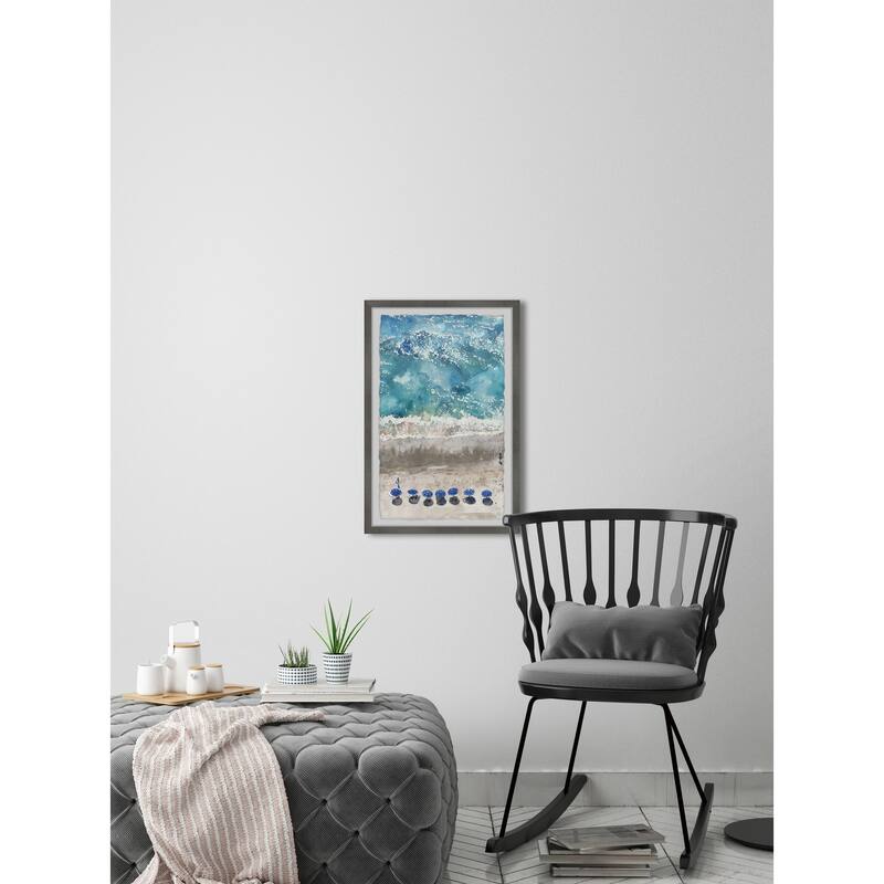 Blue Sunshade Painting Print - Island Oasis Wall Art - Framed Home Decor