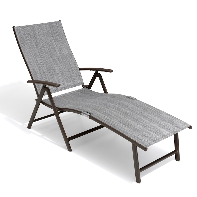 Crestlive Products Outdoor Aluminum Folding Adjustable Chaise Lounge Chair