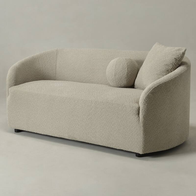 KINWELL 68" W Upholstered Sherpa Boucle Loveseat with 2 Pillows - 2-Seater