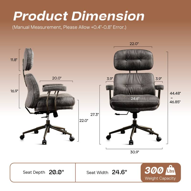 HOOOWOOO Ergonomic High Back Office Chair Adjustable Swivel Task Chair