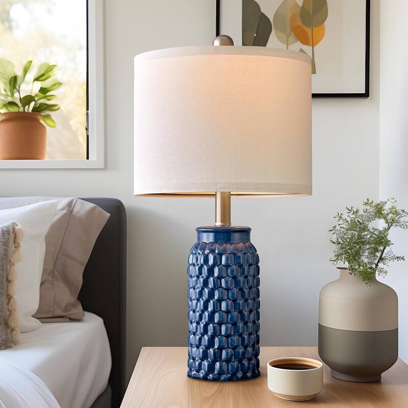 Modern Ceramic Bedside Lamp Set of 2 for Bedroom Decor Farmhouse
