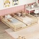 preview thumbnail 2 of 17, Double Twin Size Floor Bed with Fence and Guardrails