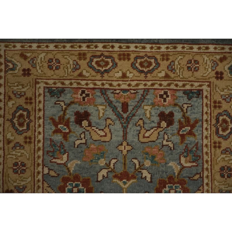 Hand Knotted Oriental 100% Wool Carpet Traditional Floral Navy Blue & Blues Ziegler Area Rug - 4' 0'' X 2' 0''