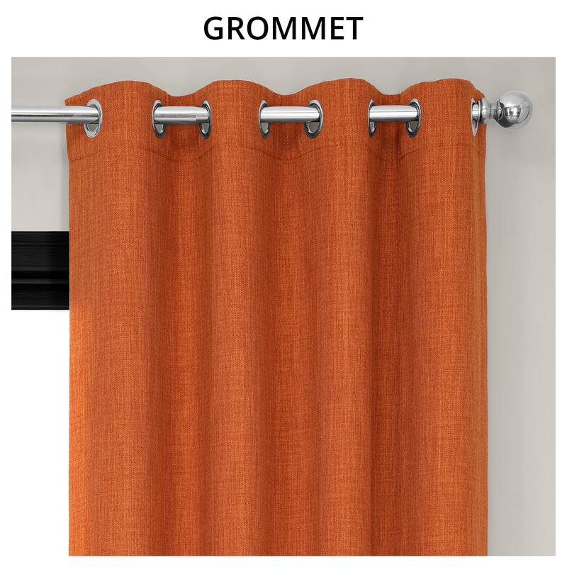 Exclusive Fabrics Grommet Textured Faux Linen Room Darkening Curtains for Bedroom & Living Room Curtains (1 Panel)