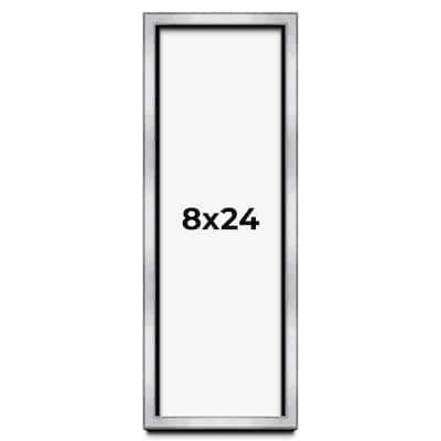 8x24 Shadow Box Frame Silver | 1.375 Inches Deep Real Wood
