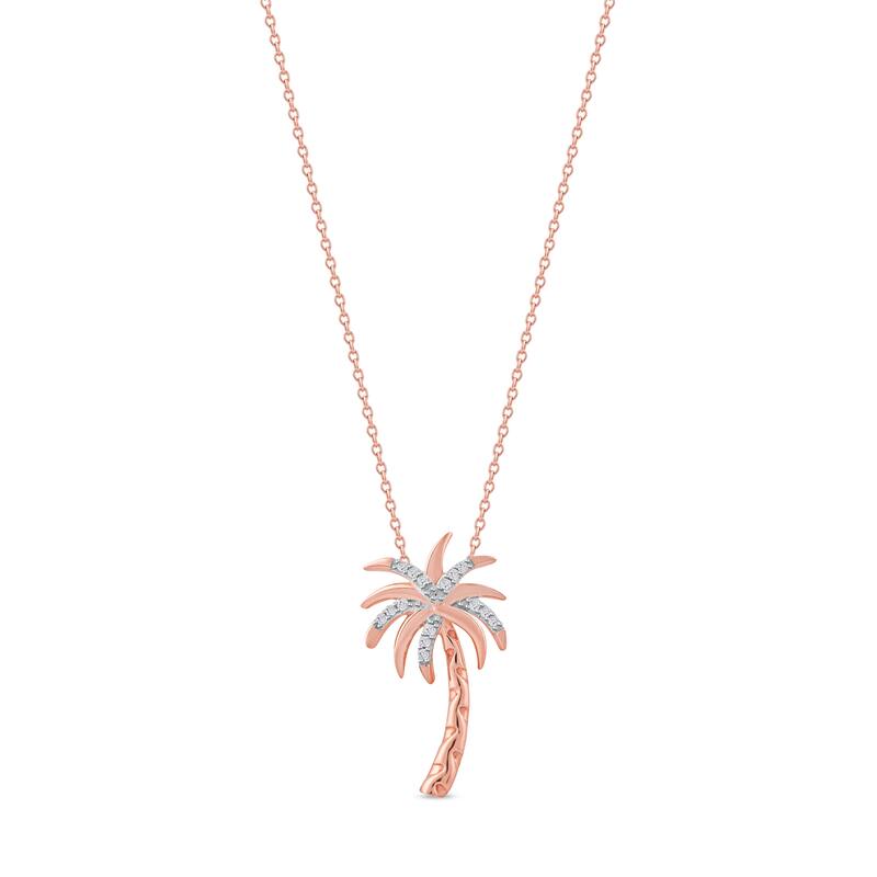 1/20ct Diamond Accented Palm Tree Pendant Necklace in Silver for Women