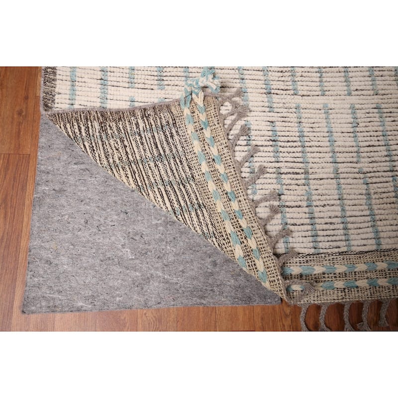 Earth Tone Striped Moroccan Large Area Rug Handmade Wool Carpet - 12'3" x 18'5"
