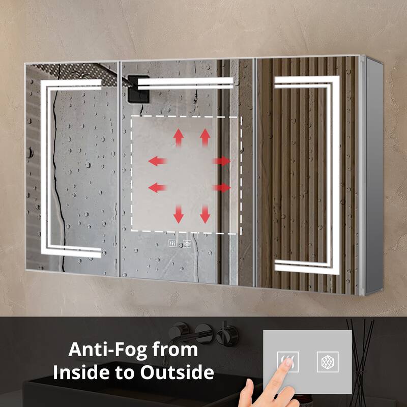 Mesa Surface-Mount LED Mirror Medicine Cabinet with Defogger