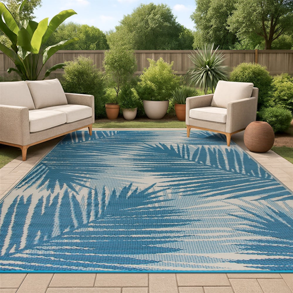 Tropical Floral Reversible Plastic Outdoor Rugs