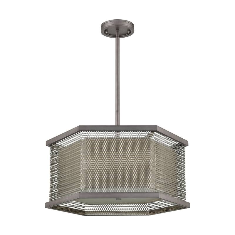 Elk Home Crestler Weathered Zinc Fabric 3 Light Chandelier