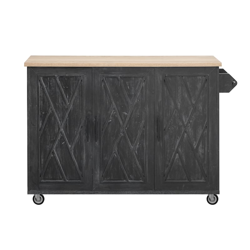 Mobile Kitchen Island Cart with Drop Leaf, Rolling Island Cart on Wheels, Storage Shelves & Towel Rack, Portable Kitchen Cabinet