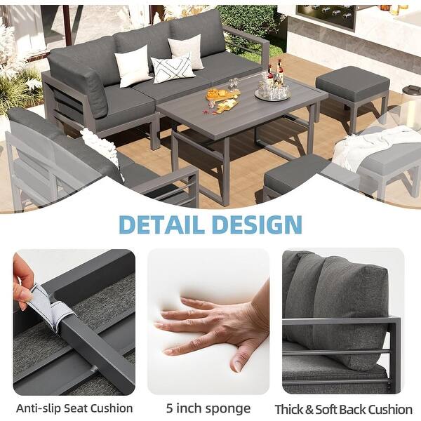 AECOJOY Aluminum Patio Furniture Set Outdoor Conversation Table and Chair