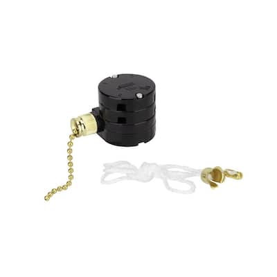 Aspen Creative 3 Speed Ceiling Fan Motor Switch with Pull Chain, Polished Brass - POLISHED BRASS