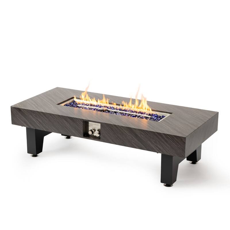 54-Inch Iron Fire Pit Table with Stone Finish