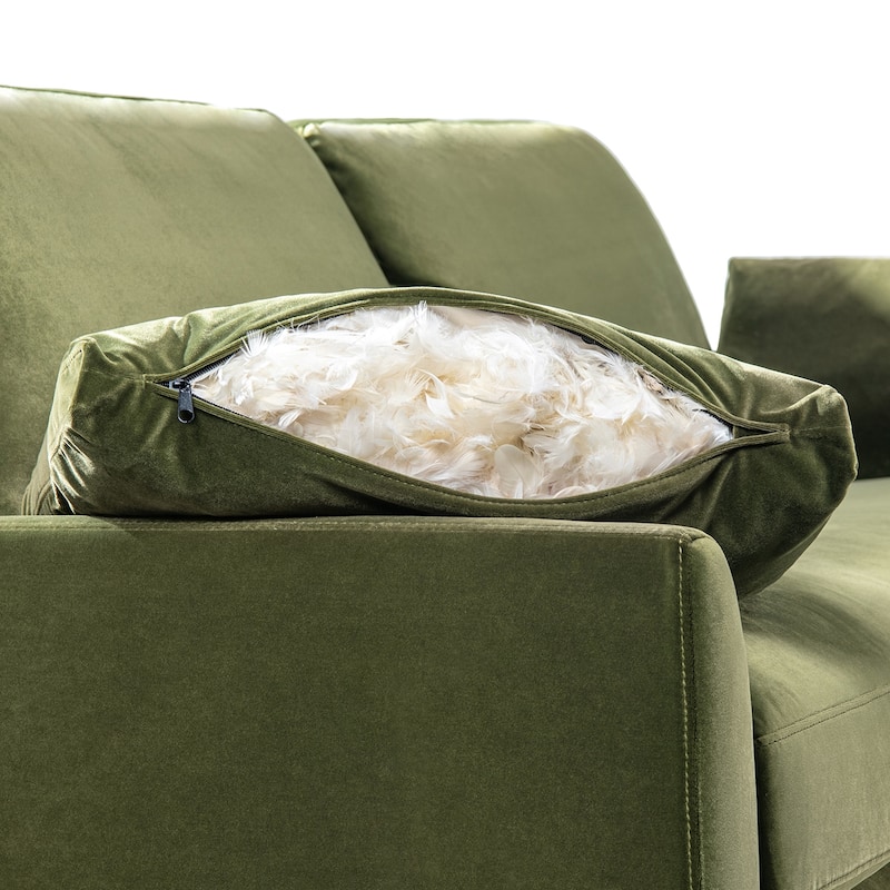 Pasadena 63" Loose Pillow Back Velvet Upholstered Chaise Lounge Chair - 63"W X 37"D X 35.5"H
