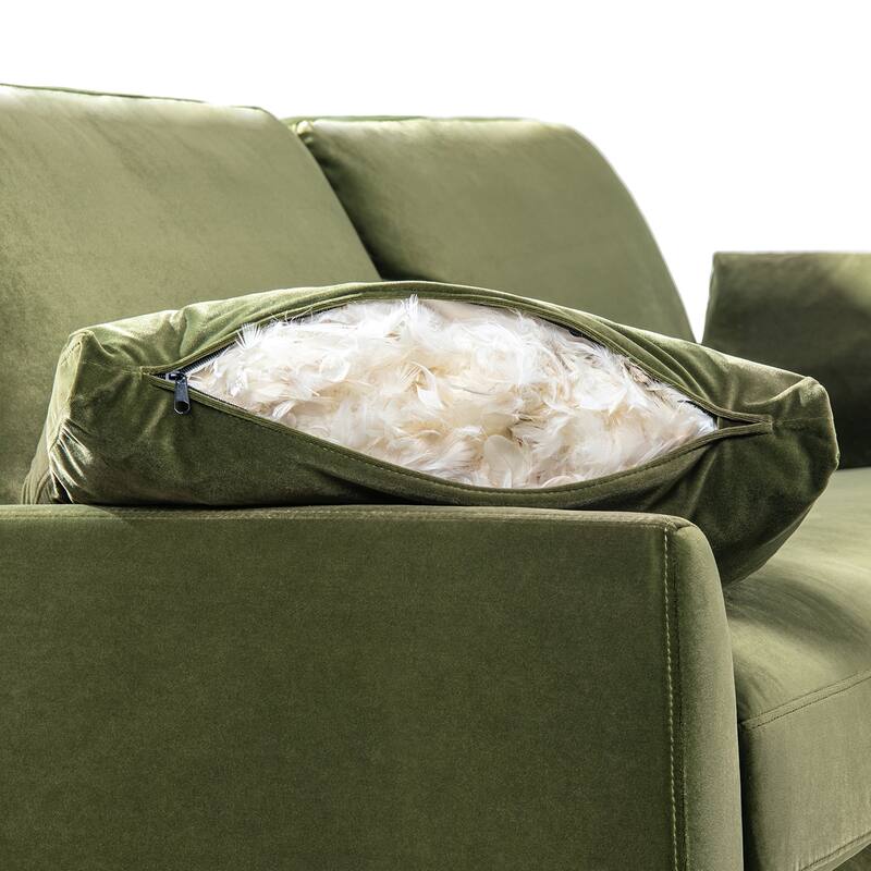 Pasadena 75.5" Velvet Modern Farmhouse Loose Pillow-Back Sofa