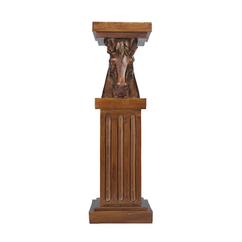 Polystone Horse Pedestal Table - Brown - Roche River Decor