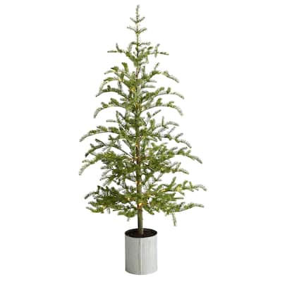 5.5ft. Pre-Lit Pine Artificial Christmas Tree in Decorative Planter with 150 Lights - Cozy X-Mas Accent Tree