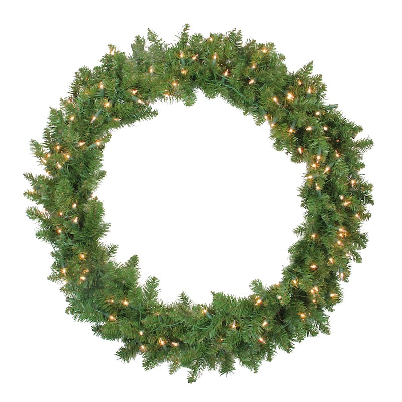 Pre-Lit Northern Pine Artificial Christmas Wreath - 36-Inch Clear Lights - 36"
