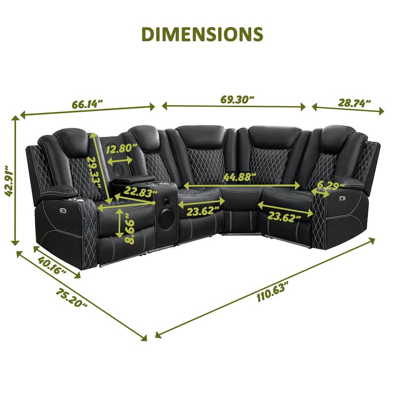 Luxury Reclining 5 & 6 Seater Corner Sofa w/ LED, USB, Wireless Charging, Bluetooth & Storage
