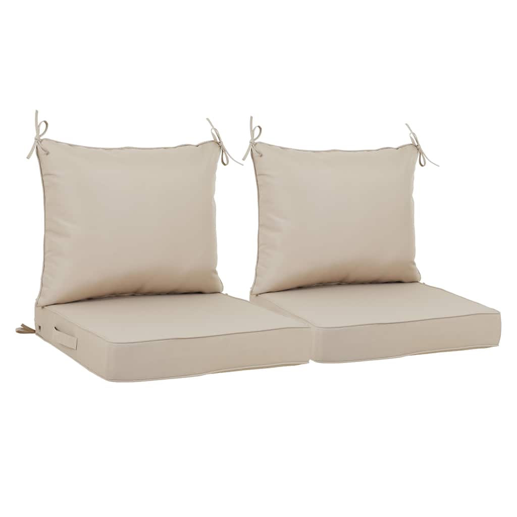 2 Pieces Waterproof Polyester Patio Seat and Back Cushions 24x24 Deep Comfort for Outdoor Seating