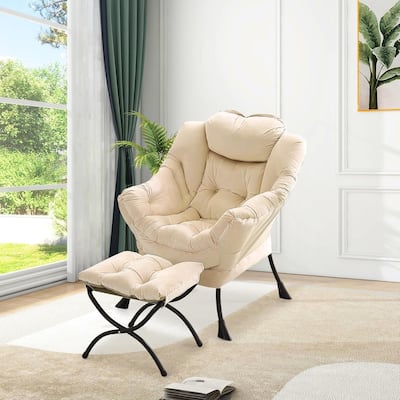 Lazy Chair with Ottoman,Reading Armchair with Side Pocket for Living Room