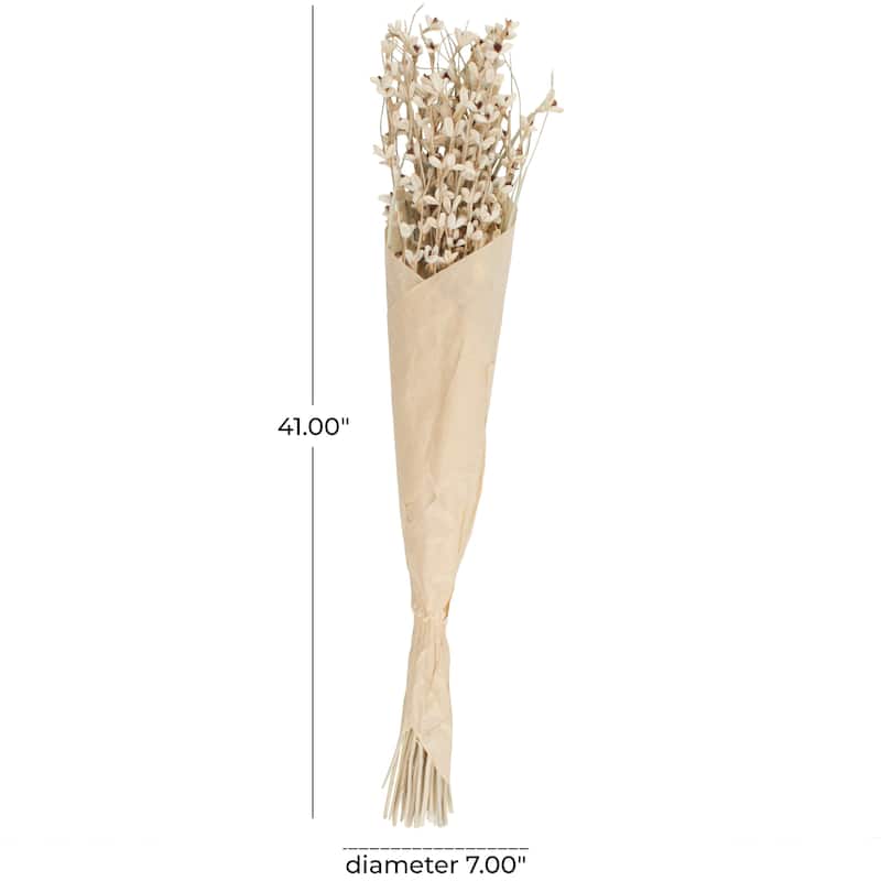 Dried Plant Tall Floral Bouquet Natural Foliage with Brown Stems - Cream - Roche River Decor