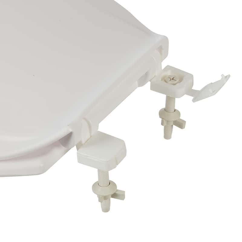 Bath Bliss Deluxe Plastic Round Toilet Seat in White - 14"x 17"x 1.8"