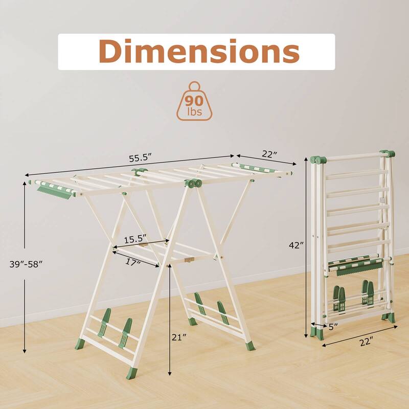 Costway Foldable Metal Laundry Drying Rack with Height Adjustable - See Details