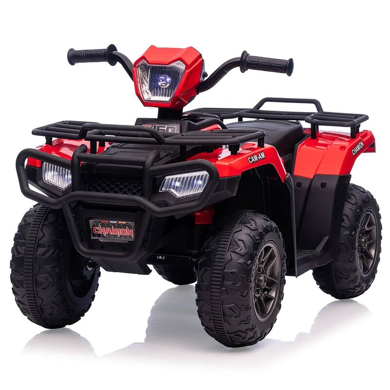 12V Battery-Operated Kids ATV, Dual Speed Adjustment, LED Light, Music, USB - Red
