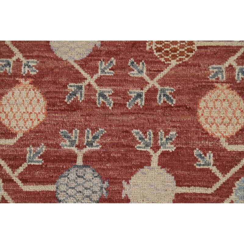 Hand Knotted Oriental 100% Wool Carpet Transitional All-Over Red Oushak Area Rug - 11' 11'' X 9' 4''