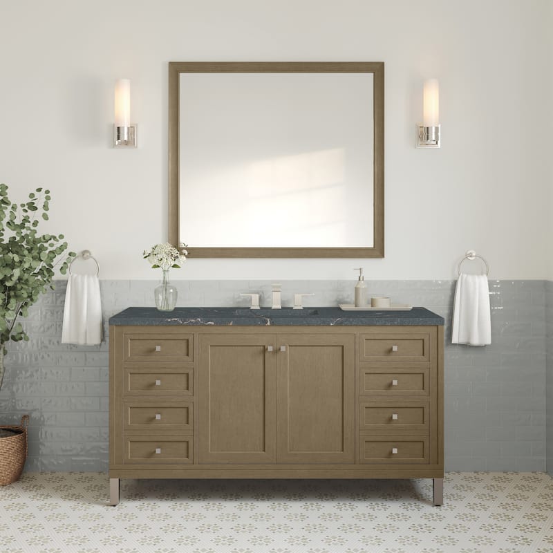 Chicago 60" Single Vanity, Walnut Whisper, w/FreePower Wireless Charger