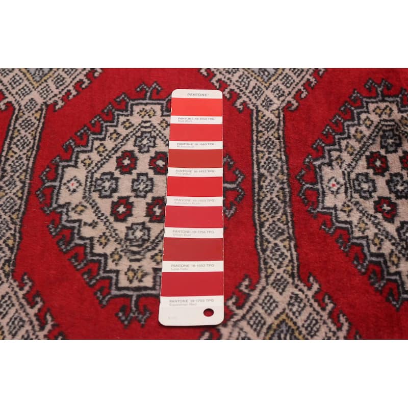 ECARPETGALLERY Hand-knotted Finest Peshawar Bokhara Red Wool Rug - 3'1 x 5'0