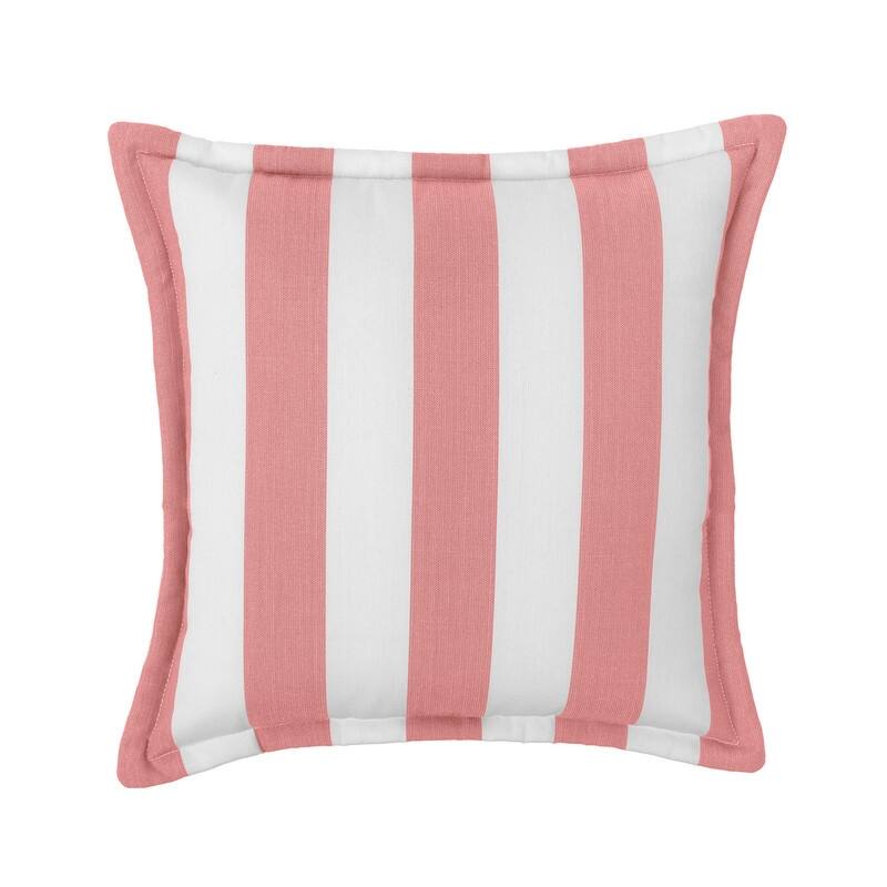 Sherry Kline Indoor/Outdoor Cabana Stripe 20" Flanged Filled Pillow Set of 2 - Pink/White