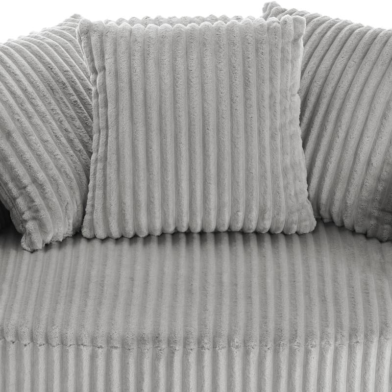 2 Set Oversized 43" W Plush Corduroy Swivel Barrel Chair with Pillows