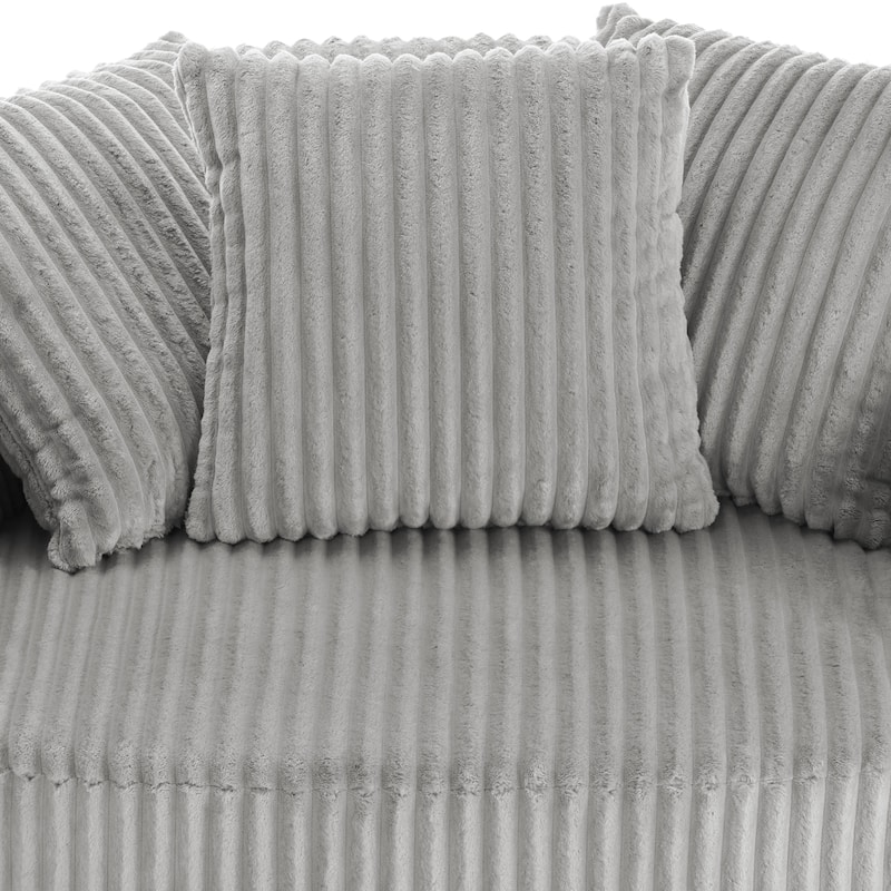 Oversized 43" W Plush Corduroy Recessed Arm Swivel Barrel Chair