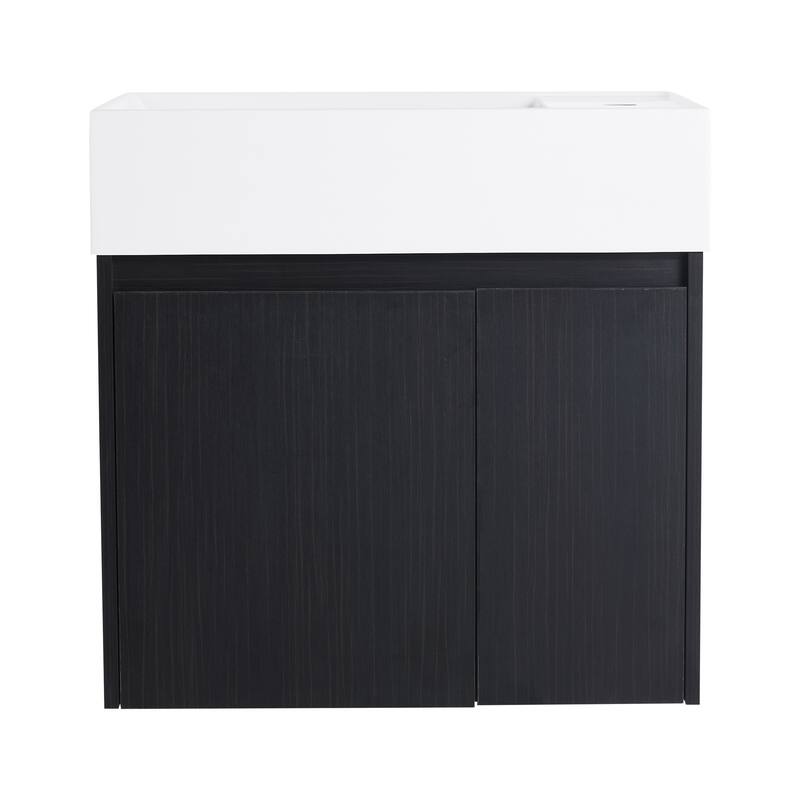24-Inch Floating Bathroom Vanity with Thick Edge Resin Sink and Soft-Close Doors for Compact Spaces
