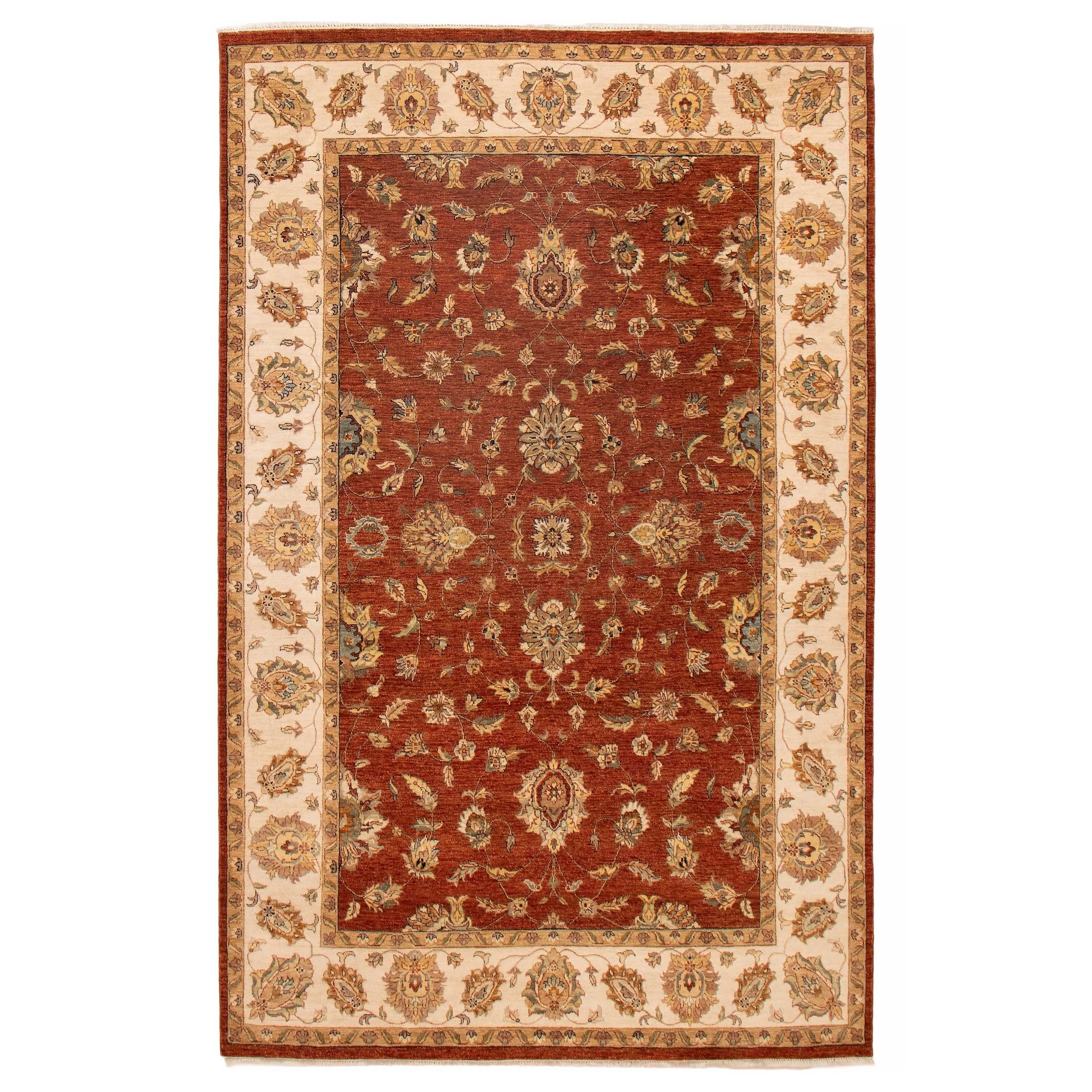 ECARPETGALLERY Hand-knotted Jamshidpour Dark Copper Wool Rug - 6' 6" x 10'
