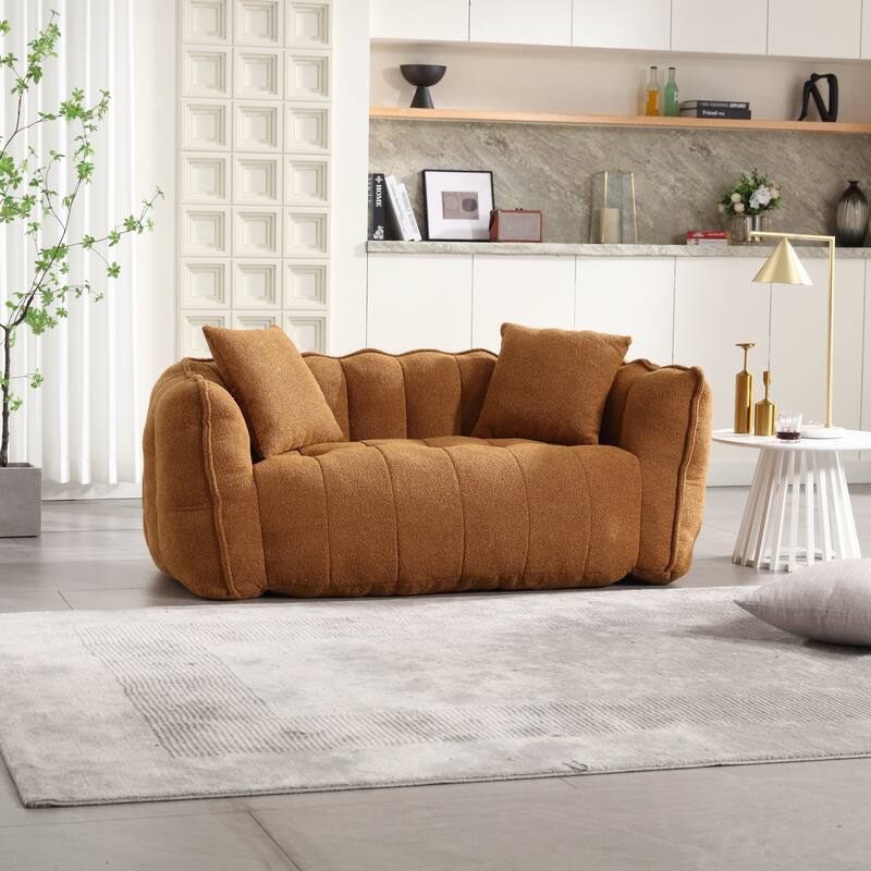 66-Inch Chenille Upholstered Loveseat with Pillows