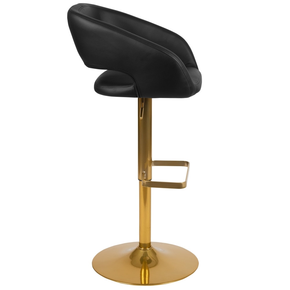 Vinyl Adjustable Height Barstool with Rounded Mid-Back