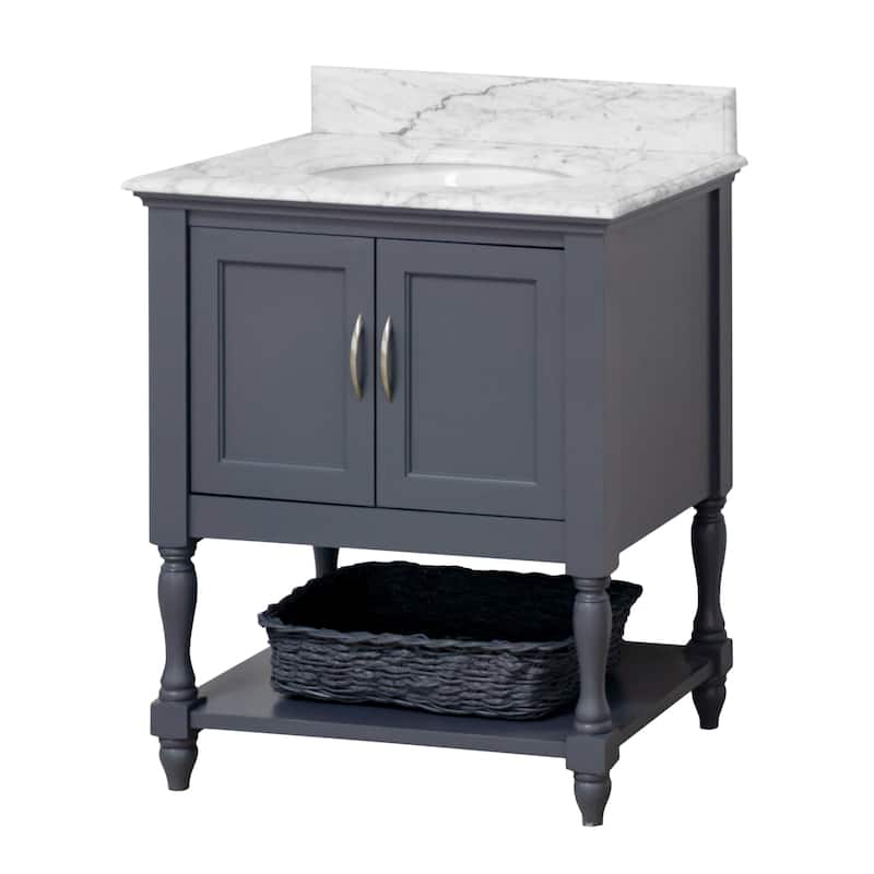KitchenBathCollection Beverly 30" BathroomVanity w/ Carrara Marble Top