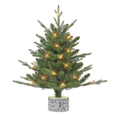 2 ft B/O PE/PVC Potted Tree, 188 Tips, 20 Warm White LED Lights (2 x AA batteries not included)