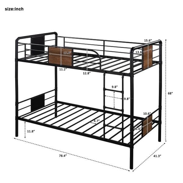 Merax Twin over Twin Metal and Wood Bunk Bed Bed Bath & Beyond 33002091