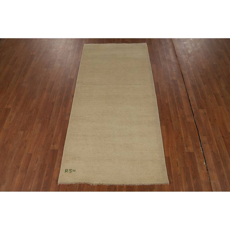 Solid Gabbeh Oriental Runner Rug Handmade Wool Carpet - 3'3"x 6'10"