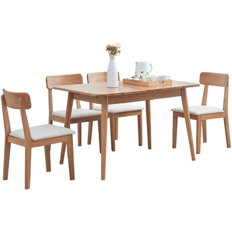 Modern Extension Dinner Table For 6-8 Person Gathering, Multifunctional Wooden Telescopic Table, Space Saving Dinner Table