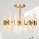 preview thumbnail 7 of 11, Modern Glam 3 Lights Drum Semi-flush Mount Lights Foryer Chandelier with Crystal Glass Shade - D14'' x H12''