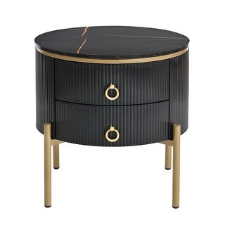 Round Side Table Dressing Table Entry Table, Distinctive Black Gold ...
