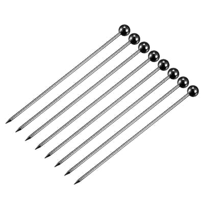 Metal Cocktail Picks 8Pcs, Reusable Cocktail Toothpick Ball Shape - Black - 11 cm/ 4.3 inches