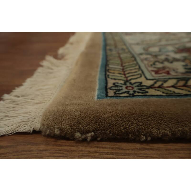 Hand Knotted Oriental 100% Wool Carpet Traditional Floral Brown Aubusson Area Rug - 11' 11'' X 9' 0''